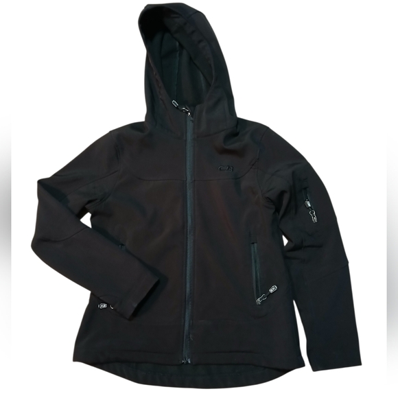 Jackets & Blazers - CB SPORTS Women's Size Medium Black Hooded Jacket with Sleeve Zipper Pocket
